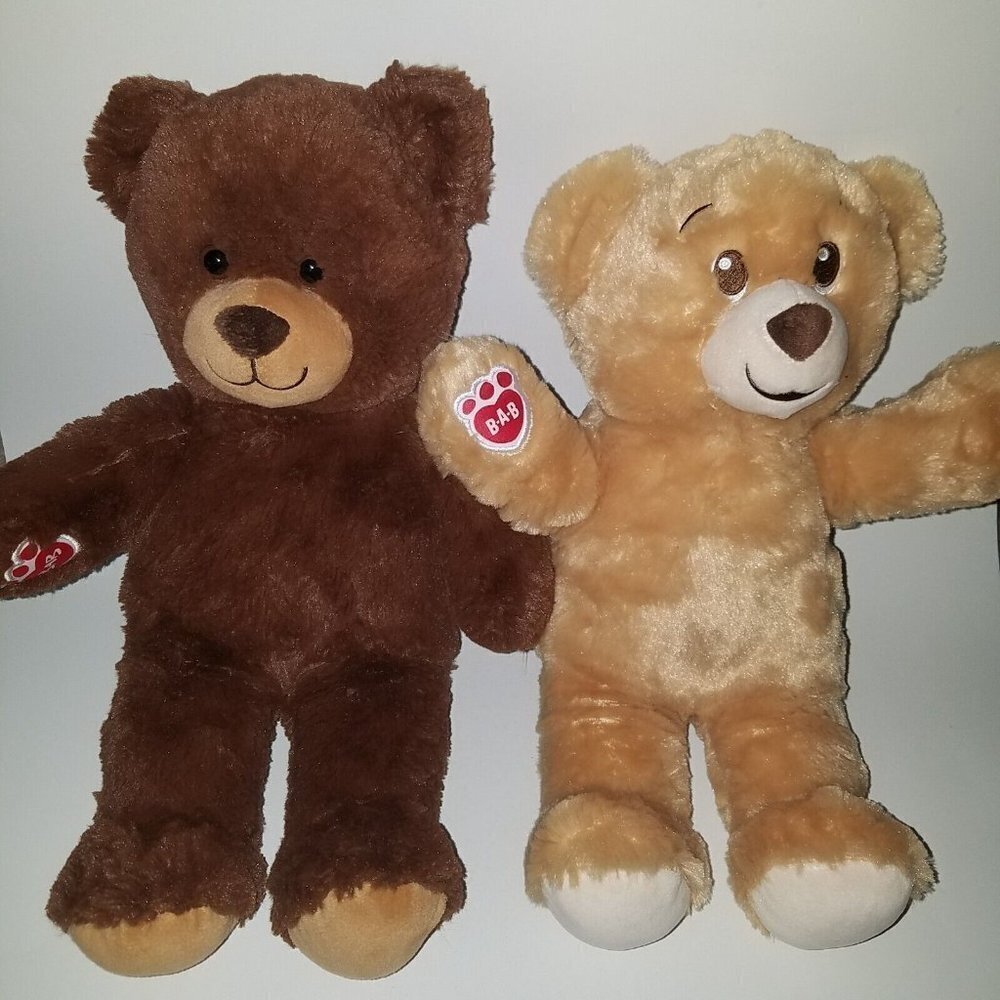 2 BABW Teddy Bear Plush Lot Build A Bear Lil Honey Cub Tan Dark Brown